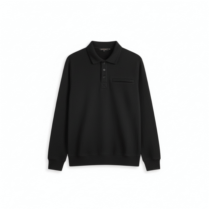 Full Sleeves Fleece Polo - Black