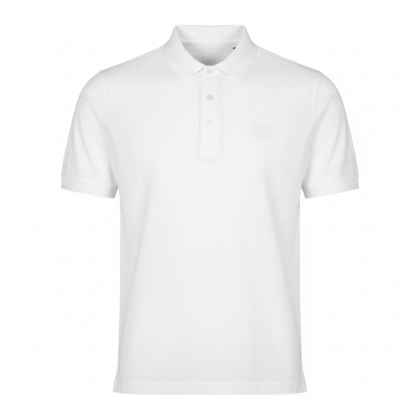 Kay Dot Plain White Cotton Polo Shirt