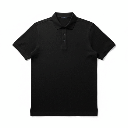 Kay Dot Plain Black Cotton Polo Shirt