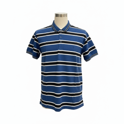 Kay Dot Blue, White & Black Striped Shirt