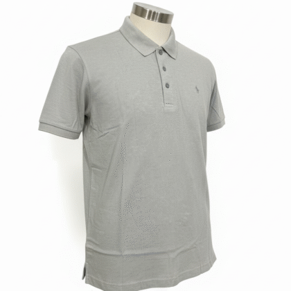 Kay Dot Plain Grey Cotton Polo Shirt