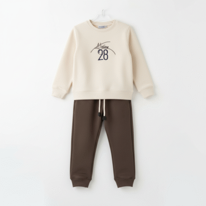 Kids 28 Cream & Brown Winter Set